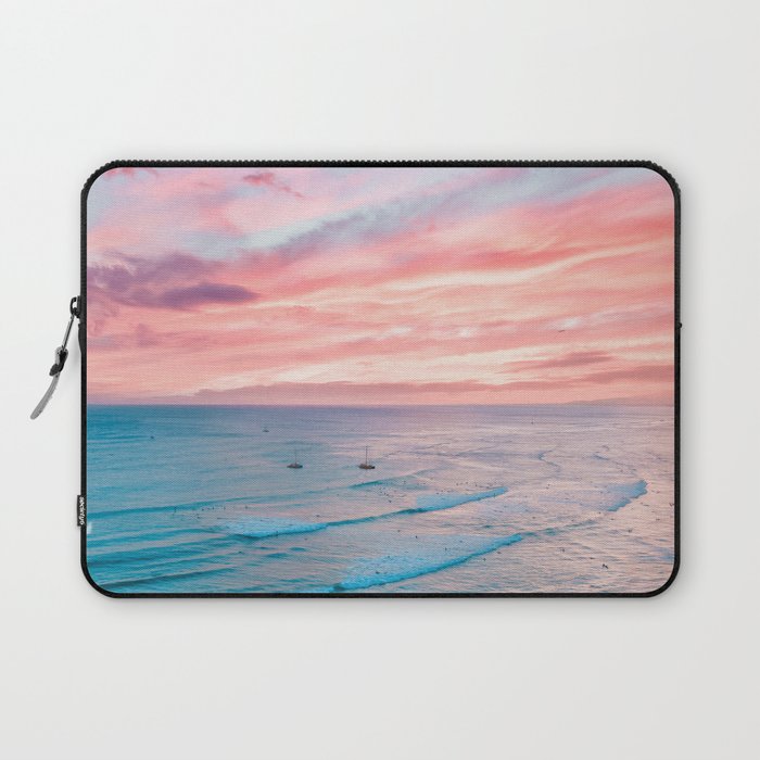 Pink Cotton Candy Ocean Sunset Laptop Sleeve Gallery Image 1