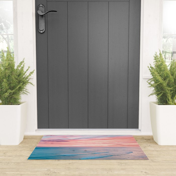 Pink Cotton Candy Ocean Sunset Welcome Mat Gallery Image 3
