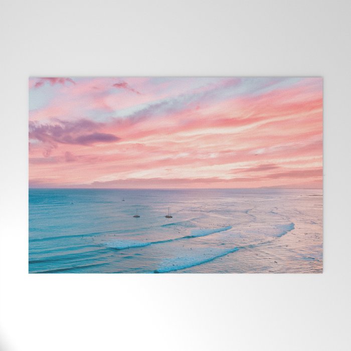 Pink Cotton Candy Ocean Sunset Welcome Mat Gallery Image 1