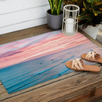 Pink Cotton Candy Ocean Sunset Outdoor Rug Gallery Image 2