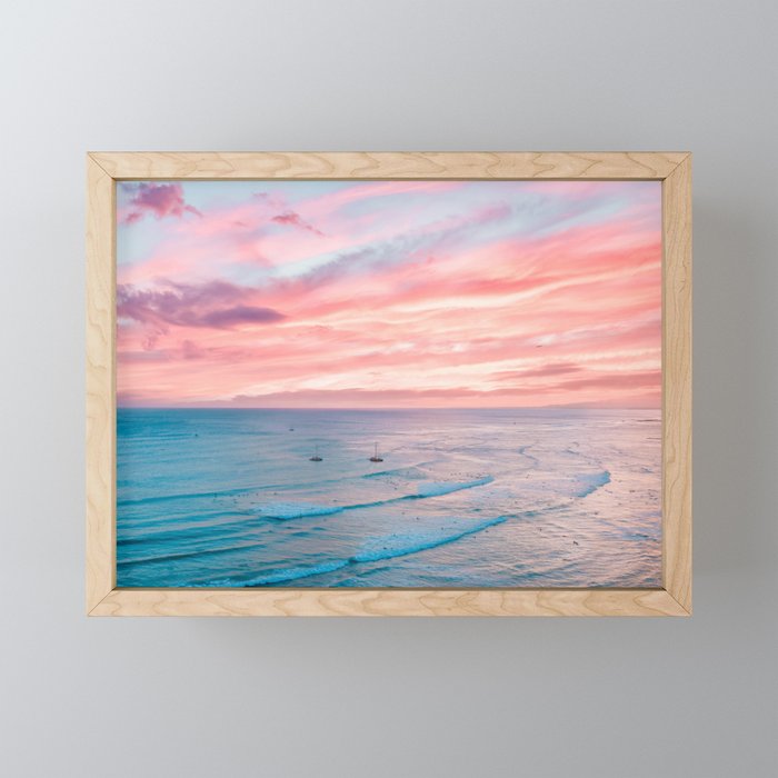 Pink Cotton Candy Ocean Sunset Mini Art Print Gallery Image 1