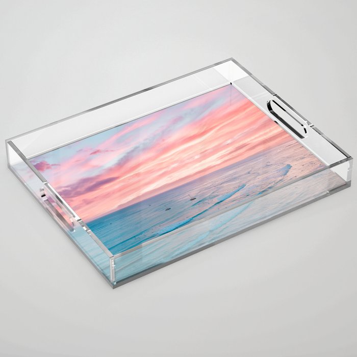 Pink Cotton Candy Ocean Sunset Acrylic Tray Gallery Image 1