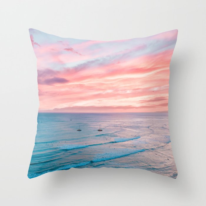 Pink Cotton Candy Ocean Sunset Throw Pillow Gallery Image 6