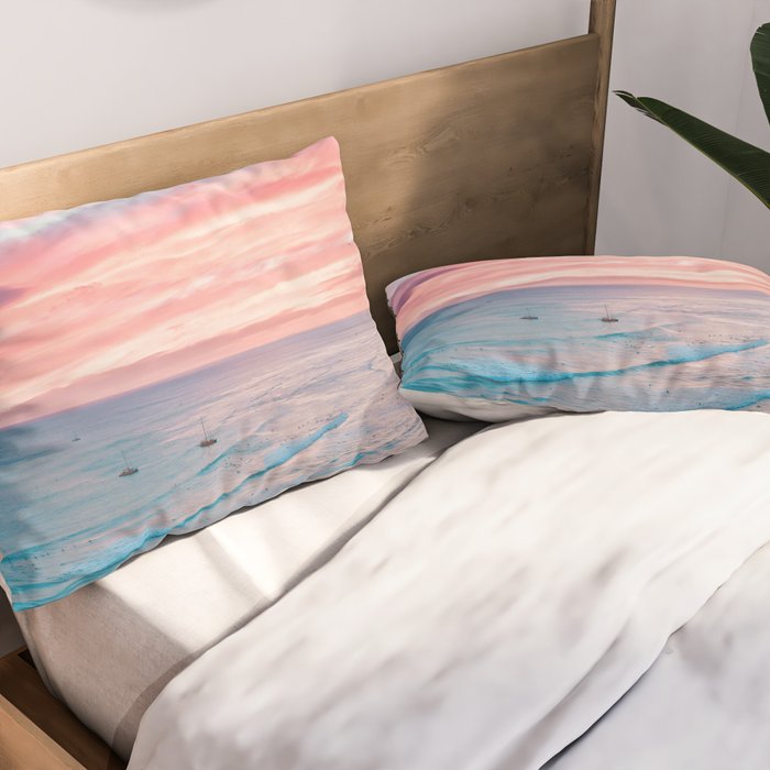 Pink Cotton Candy Ocean Sunset Pillow Sham Gallery Image 2
