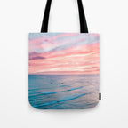Pink Cotton Candy Ocean Sunset Tote Bag Gallery Image 1