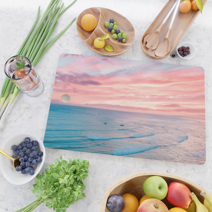 Pink Cotton Candy Ocean Sunset Cutting Board Gallery Image 2