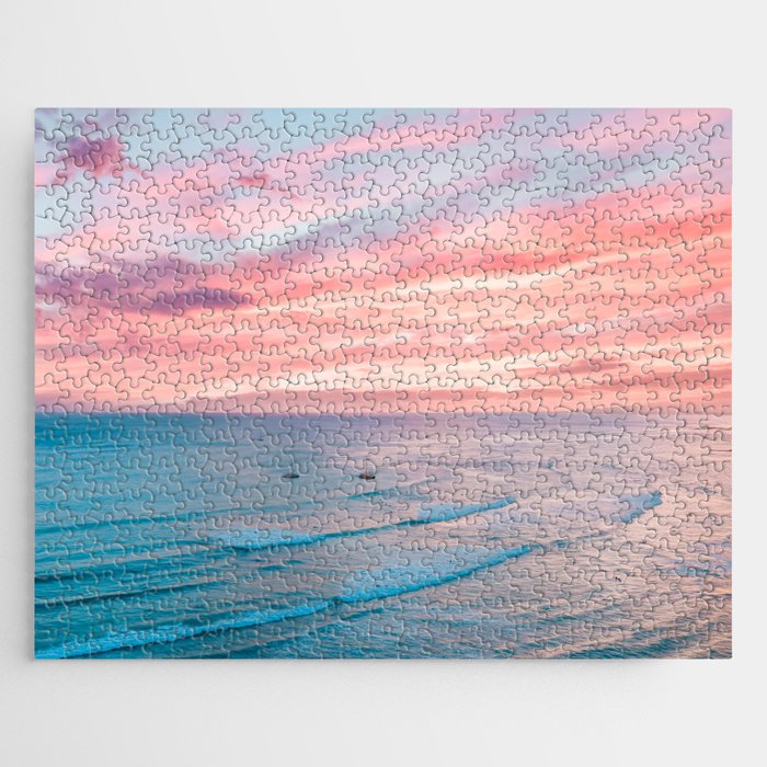 Pink Cotton Candy Ocean Sunset Jigsaw Puzzle Gallery Image 1