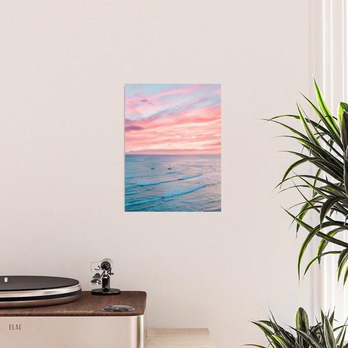 Pink Cotton Candy Ocean Sunset Poster Gallery Image 2