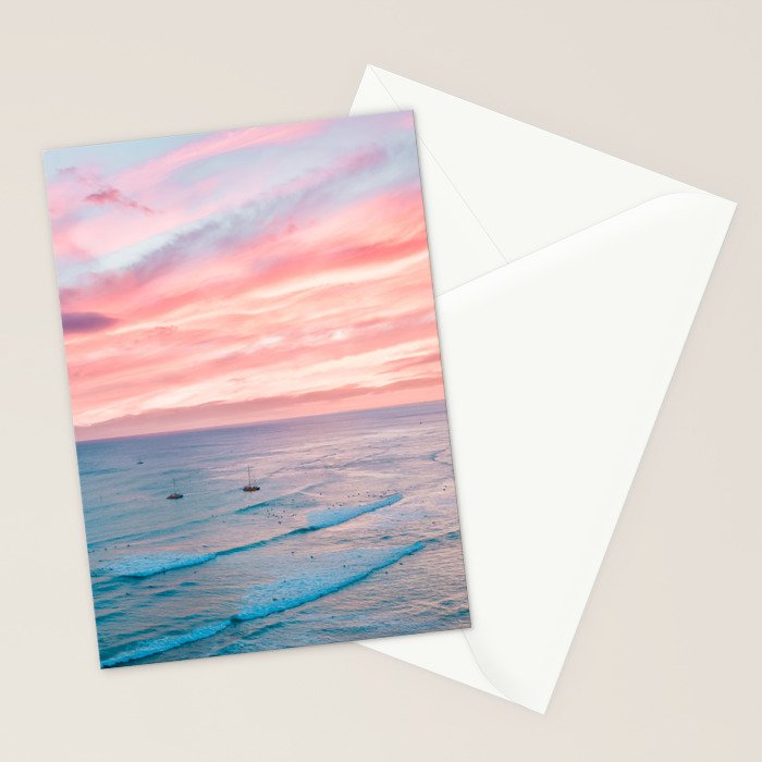 Pink Cotton Candy Ocean Sunset Stationery Card Gallery Image 2