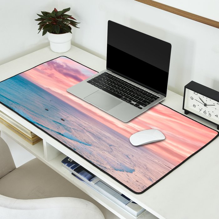Pink Cotton Candy Ocean Sunset Desk Mat Gallery Image 2