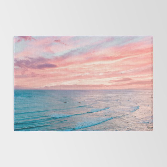 Pink Cotton Candy Ocean Sunset Rug Gallery Image 2