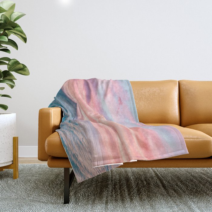 Pink Cotton Candy Ocean Sunset Throw Blanket Gallery Image 1