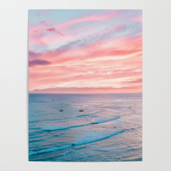 Pink Cotton Candy Ocean Sunset Poster Gallery Image 4