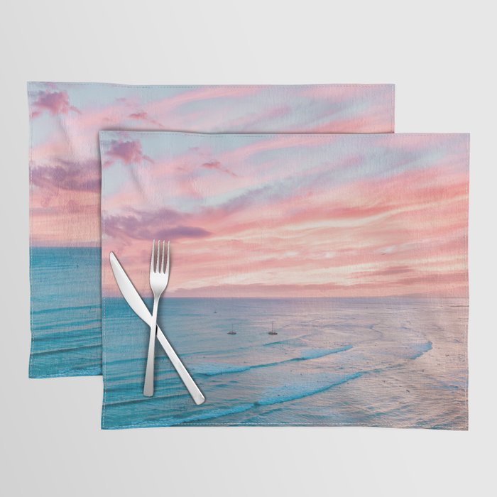Pink Cotton Candy Ocean Sunset Placemat Gallery Image 1