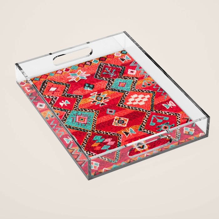 Epic Red Oriental Anthropologie Berber Atlas Moroccan Style Acrylic Tray Gallery Image 1