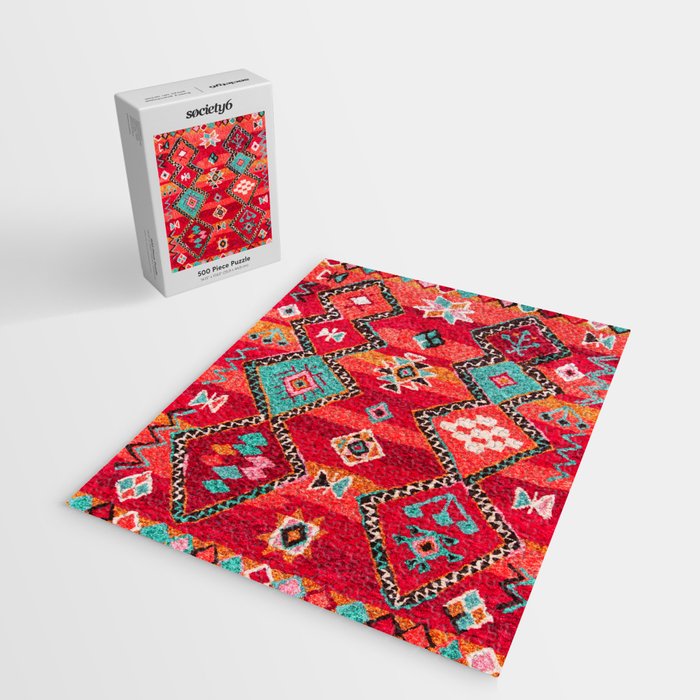 Epic Red Oriental Anthropologie Berber Atlas Moroccan Style Jigsaw Puzzle Gallery Image 2