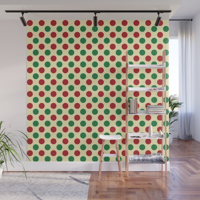 Christmas Polka Dot Pattern Wall Mural Gallery Image 1