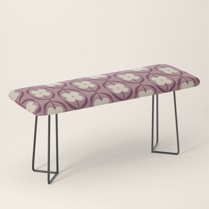 Violet Retro Flowers Vintage Daisy Floral Geometric Bench Gallery Image 1