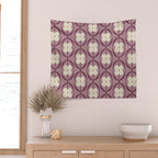 Violet Retro Flowers Vintage Daisy Floral Geometric Wall Tapestry Gallery Image 2