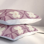Violet Retro Flowers Vintage Daisy Floral Geometric Pillow Sham Gallery Image 3