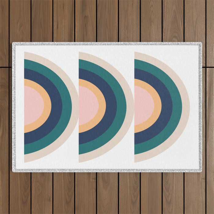 Triple Rainbow in Green Outdoor Rug Gallery Image 1