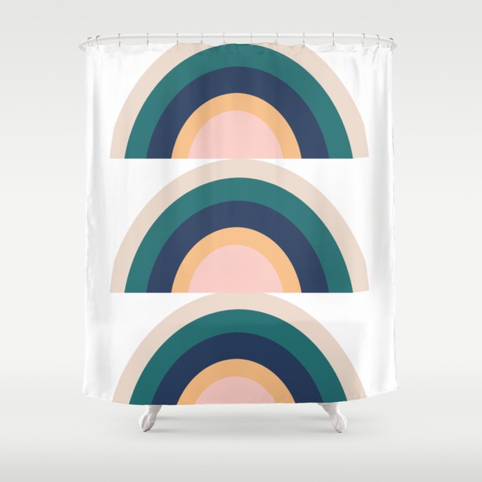Triple Rainbow in Green Shower Curtain Gallery Image 1