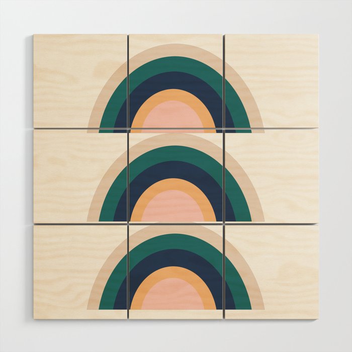 Triple Rainbow in Green Wood Wall Art Gallery Image 1