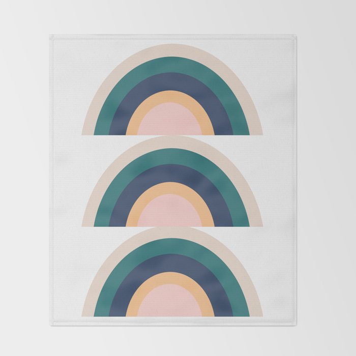 Triple Rainbow in Green Throw Blanket Gallery Image 2