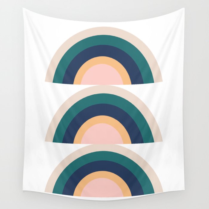 Triple Rainbow in Green Wall Tapestry Gallery Image 1