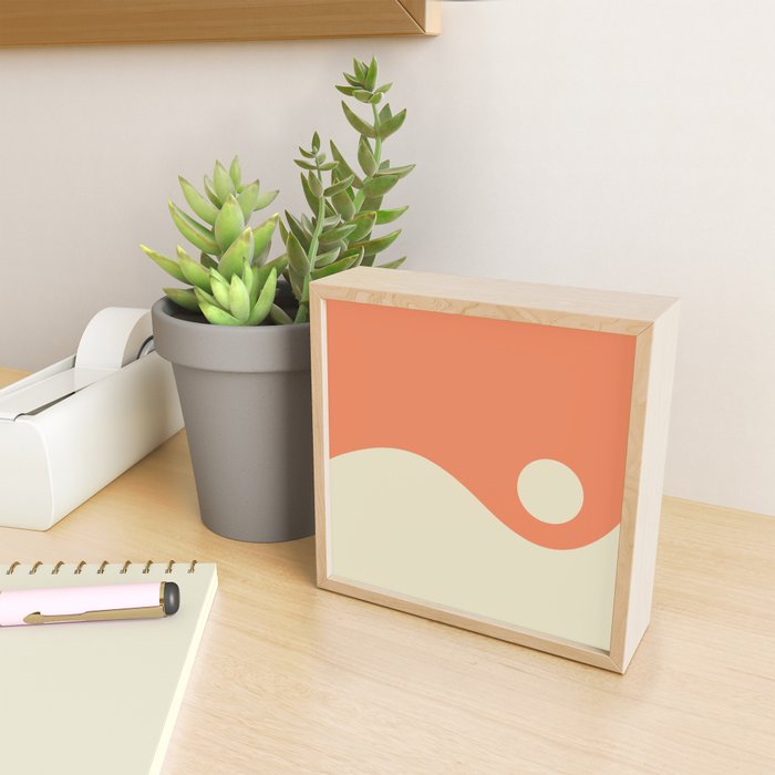Nami Minimalist Wave Abstract in Pumpkin Orange and Warm Beige Mini Art Print Gallery Image 2