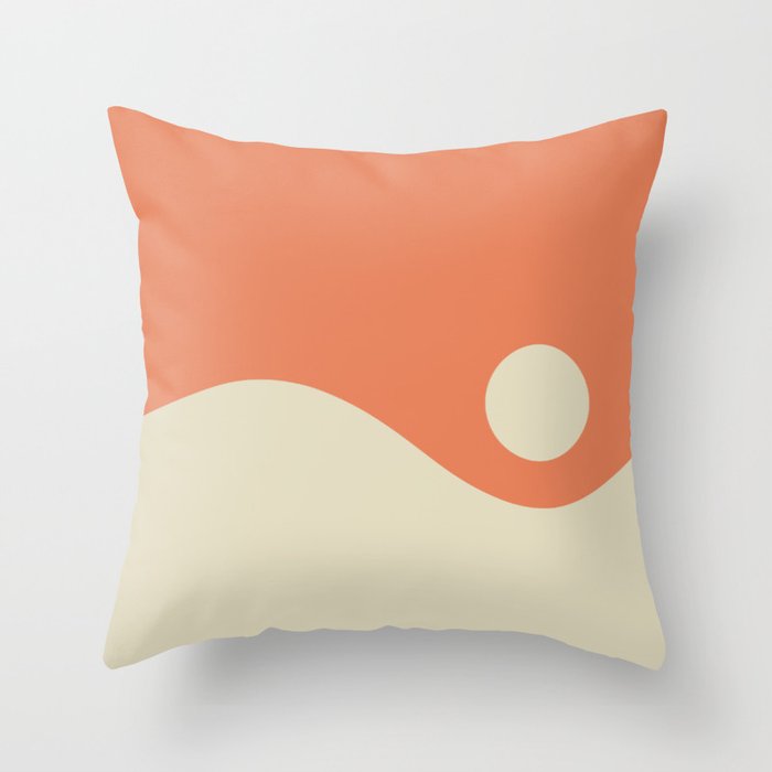 Nami Minimalist Wave Abstract in Pumpkin Orange and Warm Beige Throw Pillow Gallery Image 6