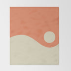Nami Minimalist Wave Abstract in Pumpkin Orange and Warm Beige Throw Blanket Gallery Image 2