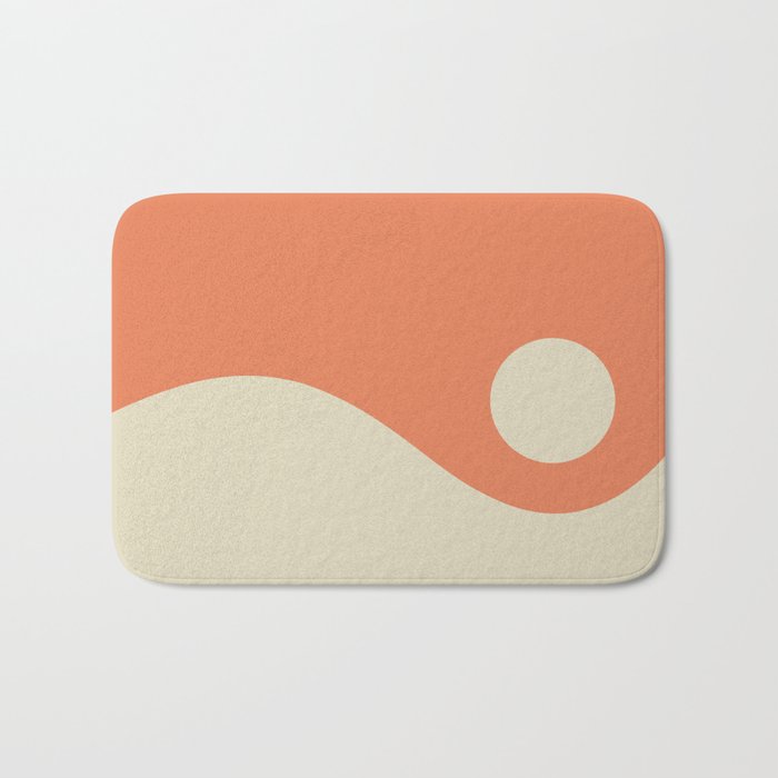Nami Minimalist Wave Abstract in Pumpkin Orange and Warm Beige Bath Mat Gallery Image 1