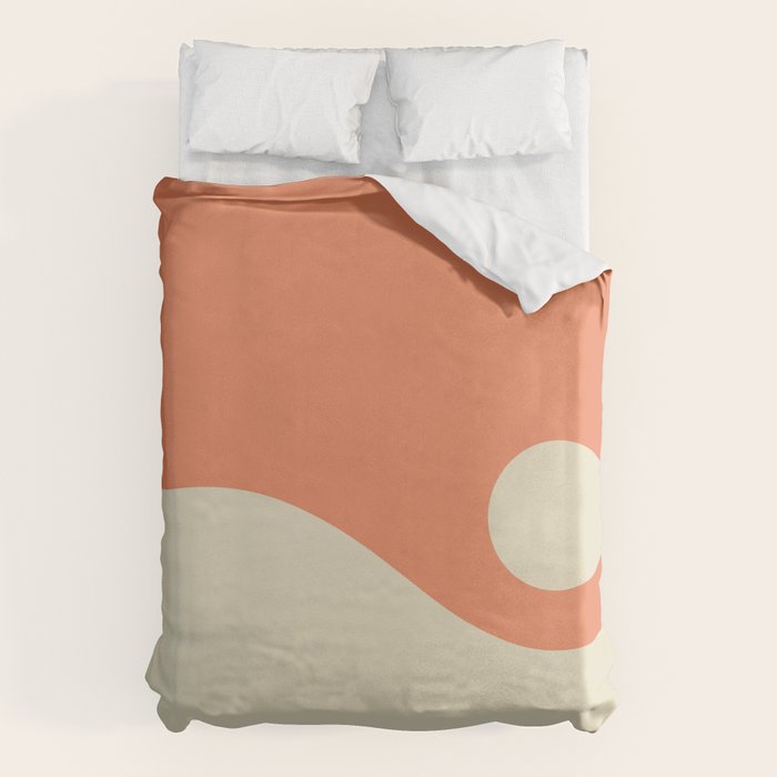 Nami Minimalist Wave Abstract in Pumpkin Orange and Warm Beige Duvet Cover Gallery Image 6
