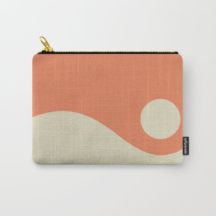Nami Minimalist Wave Abstract in Pumpkin Orange and Warm Beige Carry All Pouch Gallery Image 1