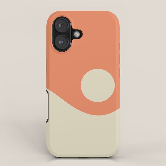 Nami Minimalist Wave Abstract in Pumpkin Orange and Warm Beige iPhone Case Gallery Image 1