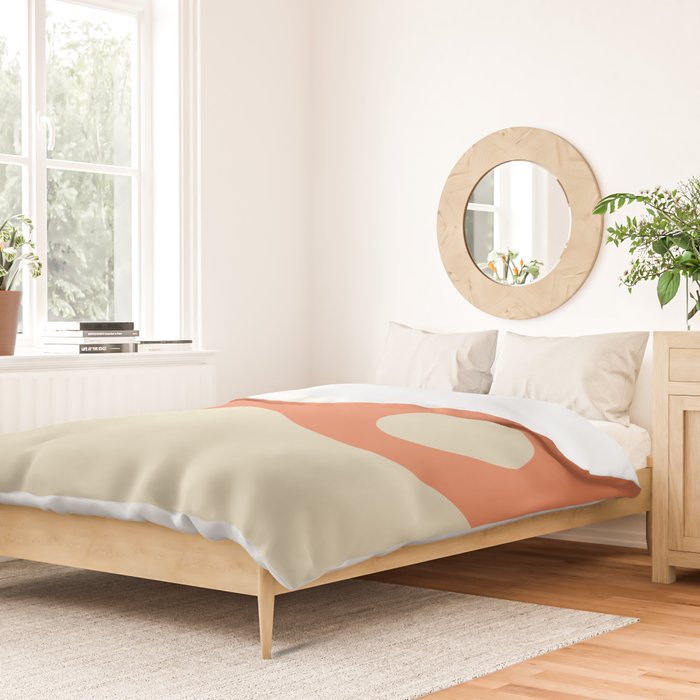 Nami Minimalist Wave Abstract in Pumpkin Orange and Warm Beige Duvet Cover Gallery Image 2