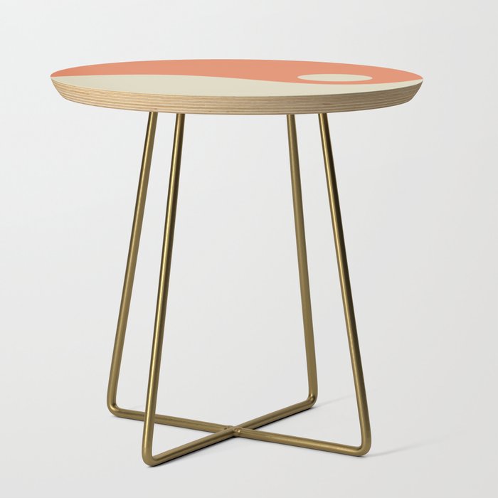 Nami Minimalist Wave Abstract in Pumpkin Orange and Warm Beige Side Table Gallery Image 1