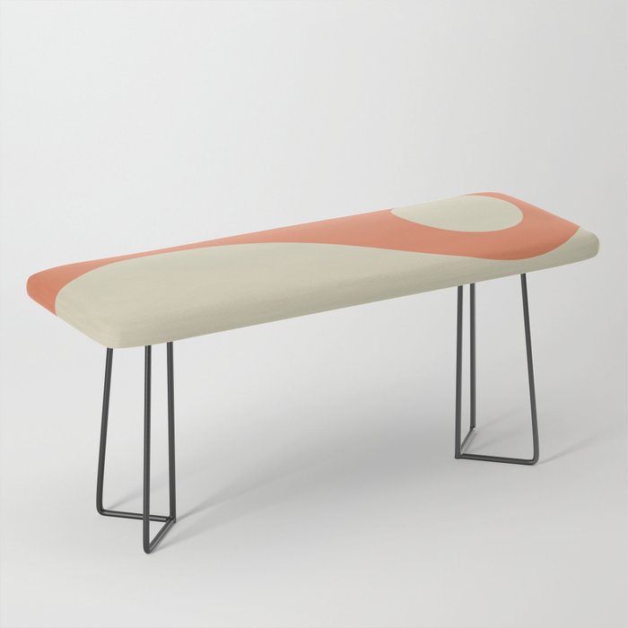 Nami Minimalist Wave Abstract in Pumpkin Orange and Warm Beige Bench Gallery Image 1