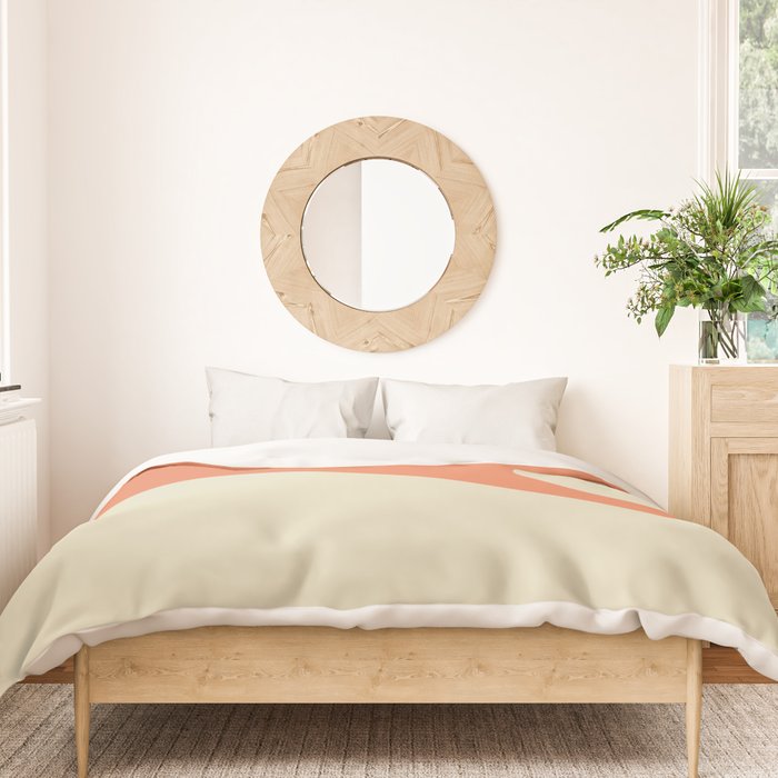 Nami Minimalist Wave Abstract in Pumpkin Orange and Warm Beige Duvet Cover Gallery Image 3