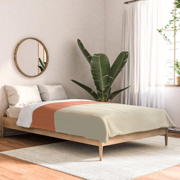 Nami Minimalist Wave Abstract in Pumpkin Orange and Warm Beige Comforter Gallery Image 2