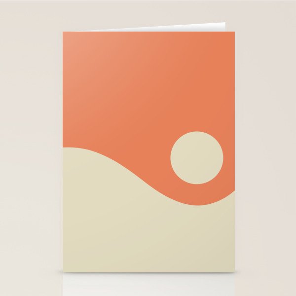Nami Minimalist Wave Abstract in Pumpkin Orange and Warm Beige Stationery Card Gallery Image 1