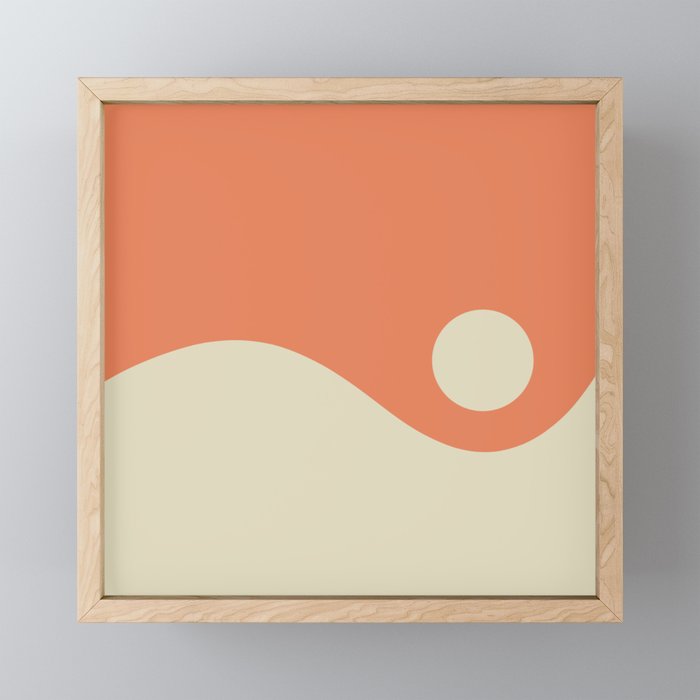 Nami Minimalist Wave Abstract in Pumpkin Orange and Warm Beige Mini Art Print Gallery Image 1