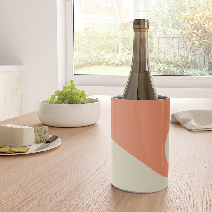 Nami Minimalist Wave Abstract in Pumpkin Orange and Warm Beige Wine Chiller Gallery Image 4