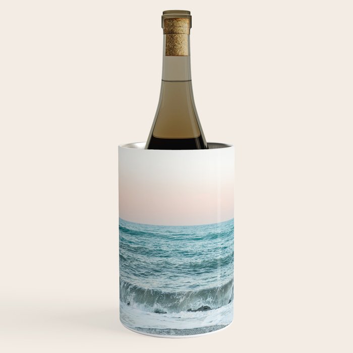Sunset by the sea - Blue ocean, pink sky Wine Chiller Gallery Image 2