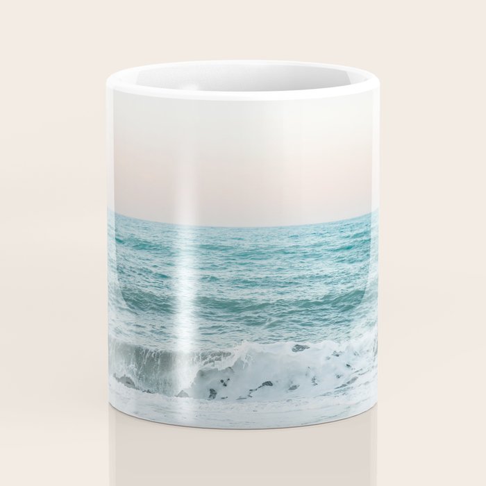 Sunset by the sea - Blue ocean, pink sky Coffee Mug Gallery Image 4