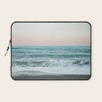 Sunset by the sea - Blue ocean, pink sky Laptop Sleeve Gallery Image 1