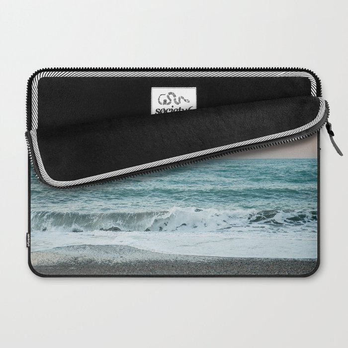 Sunset by the sea - Blue ocean, pink sky Laptop Sleeve Gallery Image 2