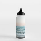 Sunset by the sea - Blue ocean, pink sky Water Bottle Gallery Image 3