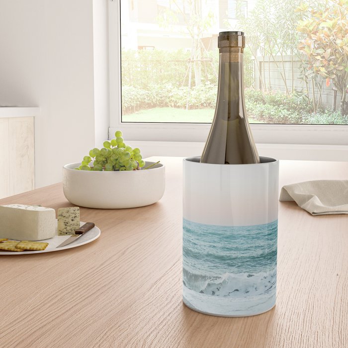 Sunset by the sea - Blue ocean, pink sky Wine Chiller Gallery Image 4